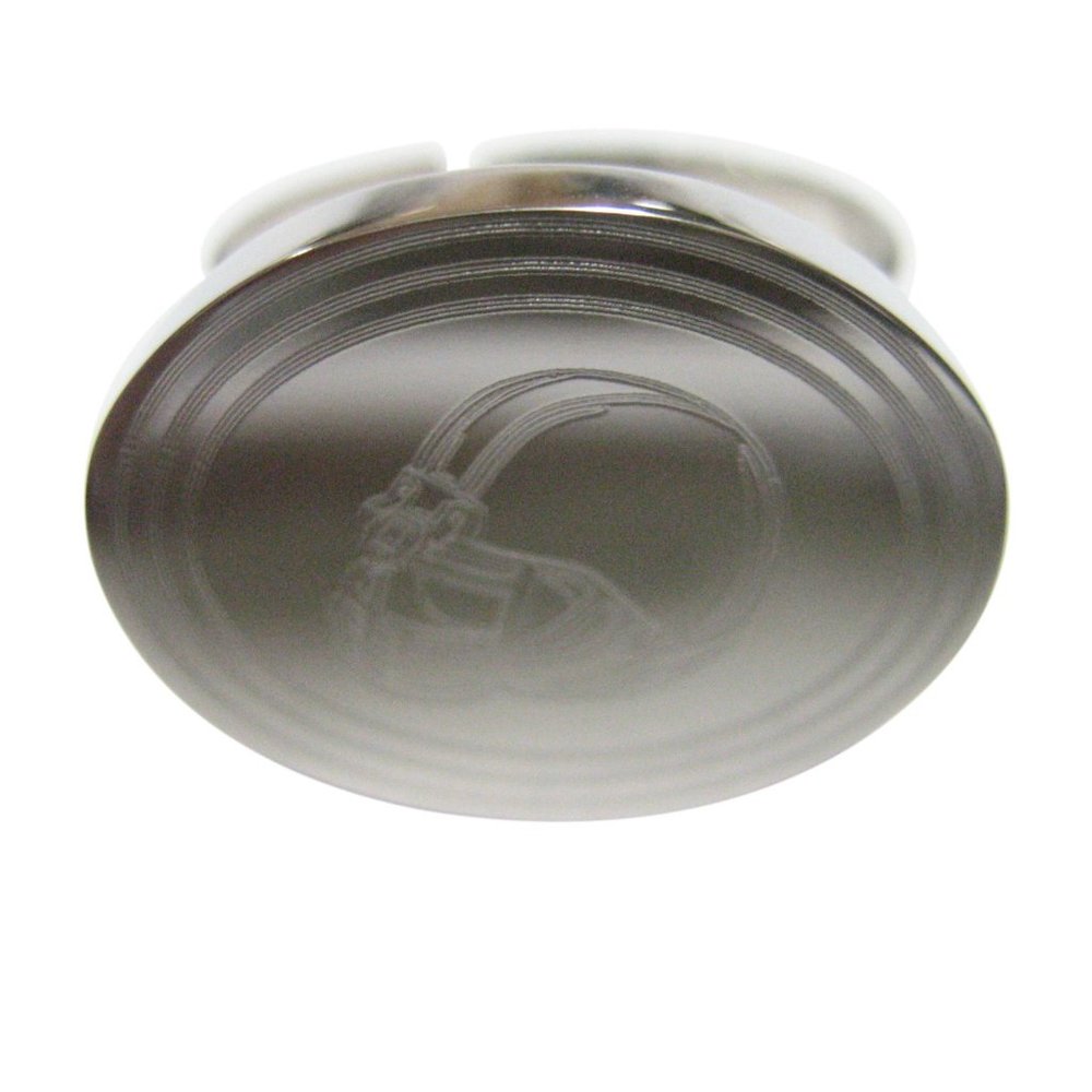 Etched Oval Football Helmet Adjustable Size Ring